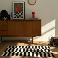 rug-03068　Ivory And Black Striped Rug 80×120/100×160
