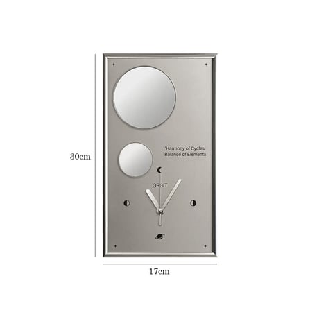 clock-03136　Silver Wall Clock with Wide-Angle Mirror