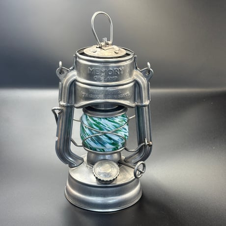 （非耐熱）メモリーランタン用琉球ガラスグローブ  グリーン×白
