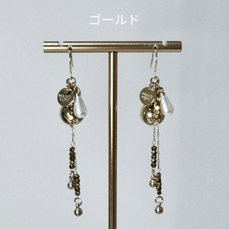 淡水風パール×メタルボール&ビーズチェーン