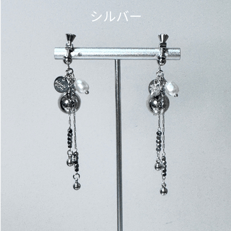 淡水風パール×メタルボール&ビーズチェーン