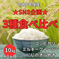 【新米10㎏×3回】3品種食べ比べ（コシヒカリ・ミルキークイーン・にじのきらめき）★送料無料