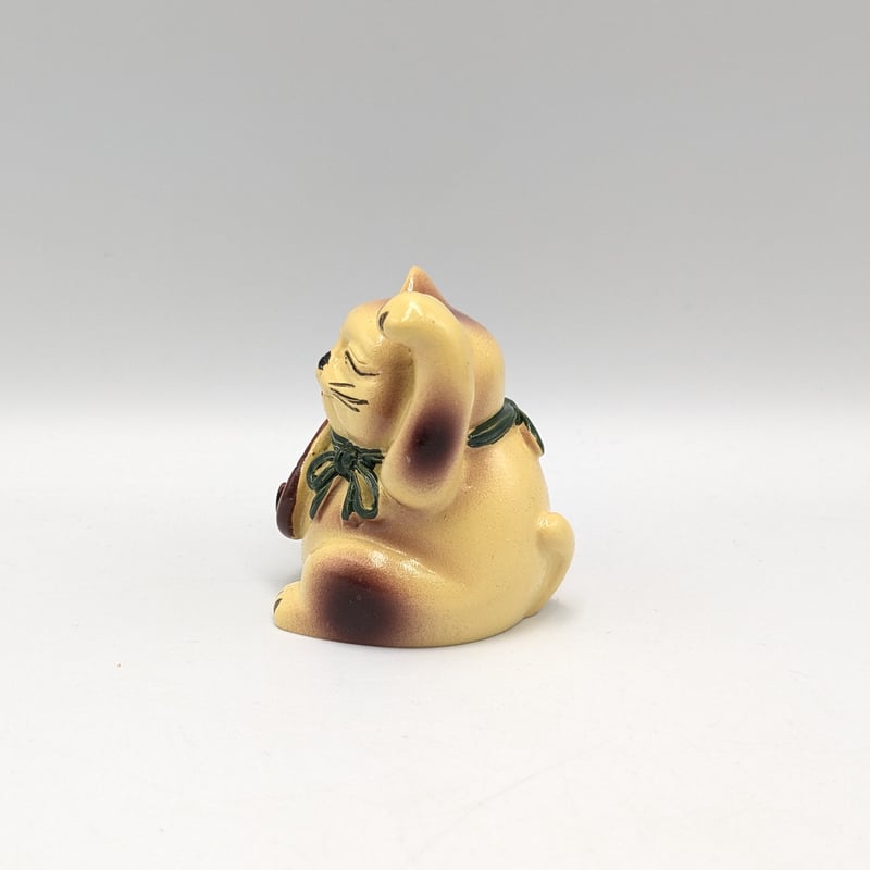 縁起物 弁財天 招き猫 七福猫 琵琶 陶器製 置物 商売繁盛 財運 金運