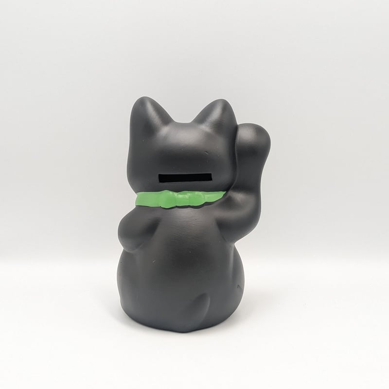 縁起物 招き猫 黒猫 右手上げ 貯金箱 金運招福 商売繁盛 縁起置物