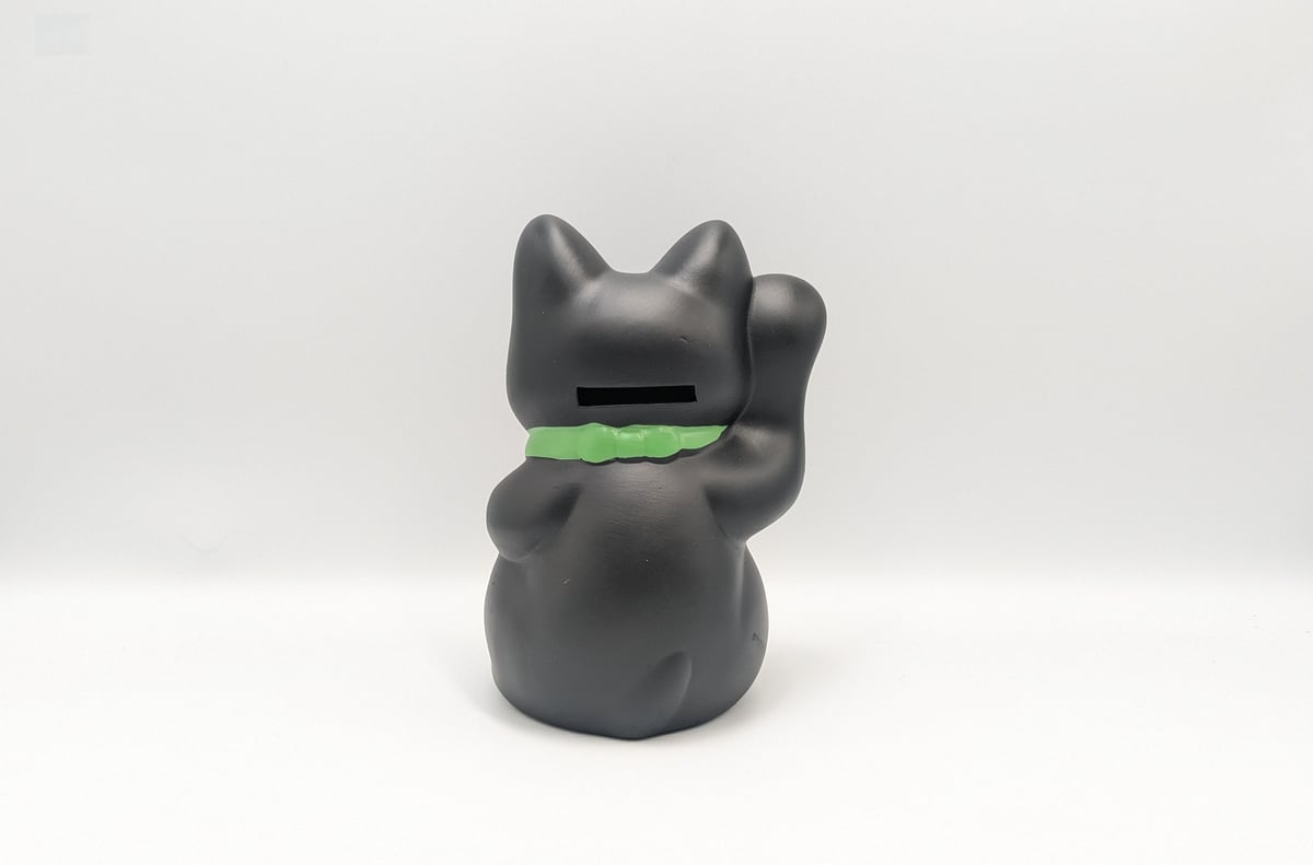 縁起物 招き猫 黒猫 右手上げ 貯金箱 金運招福 商売繁盛 縁起置物