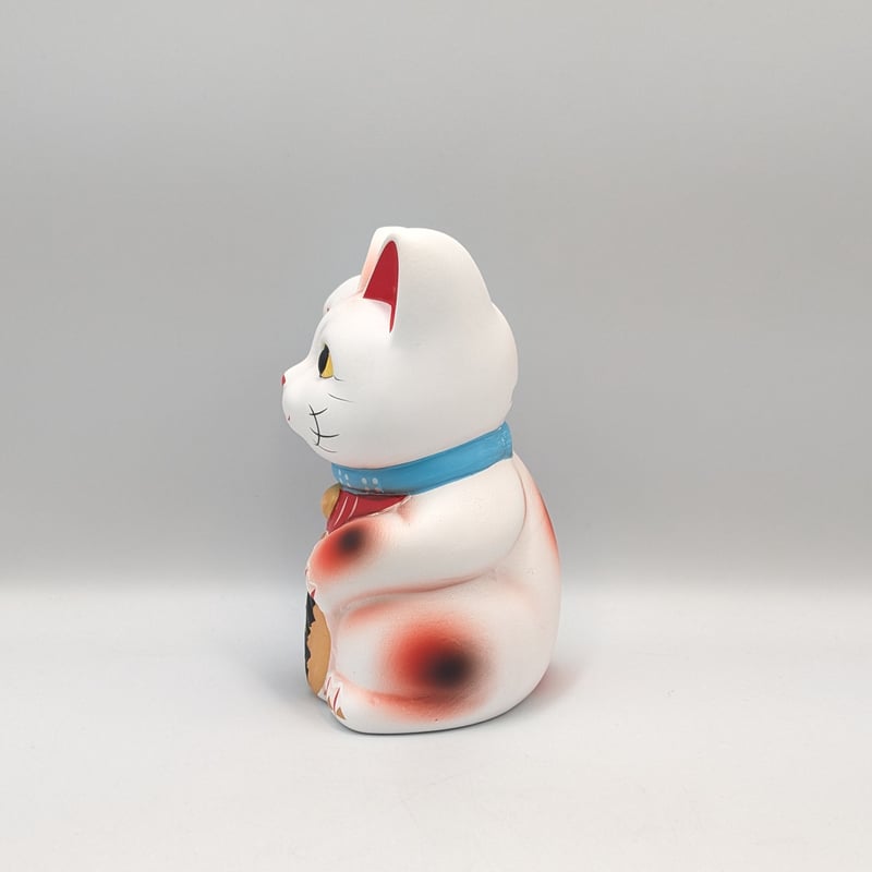 縁起物 招き猫 白猫 右手上げ 貯金箱 金運招福 商売繁盛 縁起置物