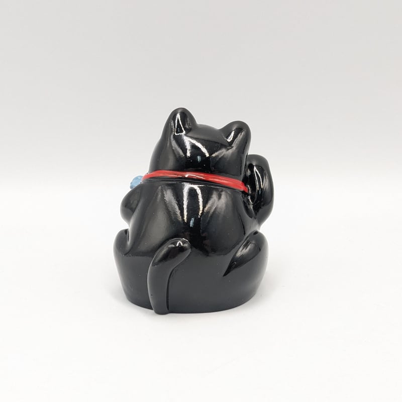 縁起物 大黒天 招き猫 七福猫 黒猫 小判 福袋 青袋 陶器製 置物 金運
