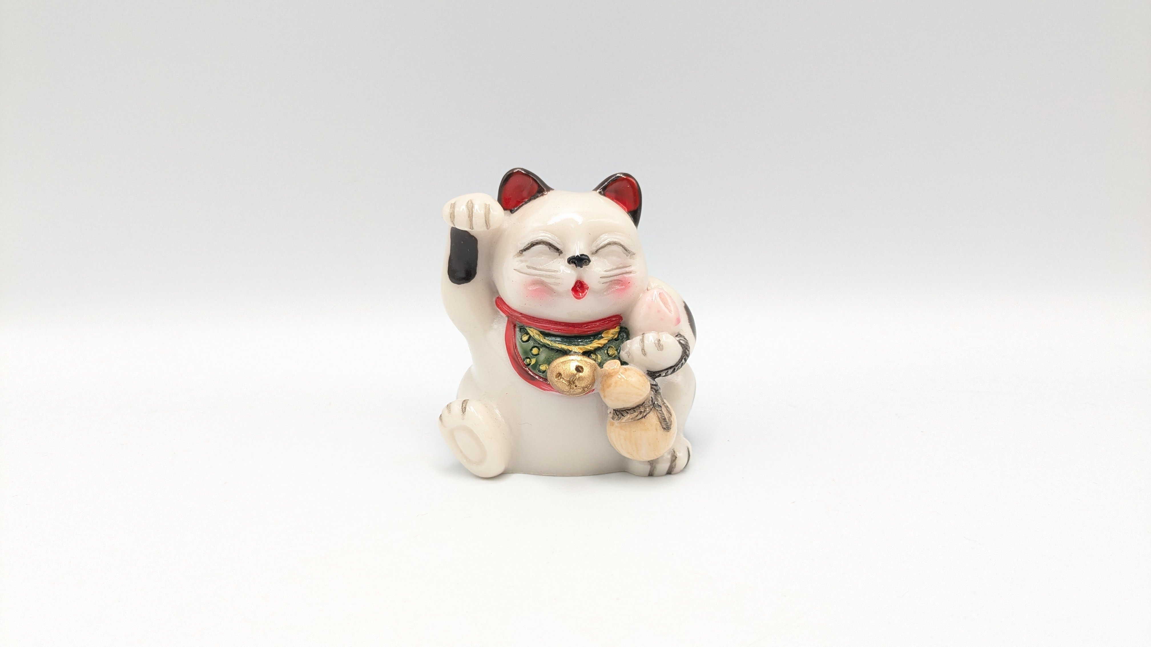 縁起物 寿老人 招き猫 七福猫 ぶち猫 ひょうたん 陶器製 置物 無病息災