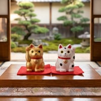 縁起物 もりわじん うきばぁ 招き猫 陶器 置物 三毛猫 縁起 幸運 うき