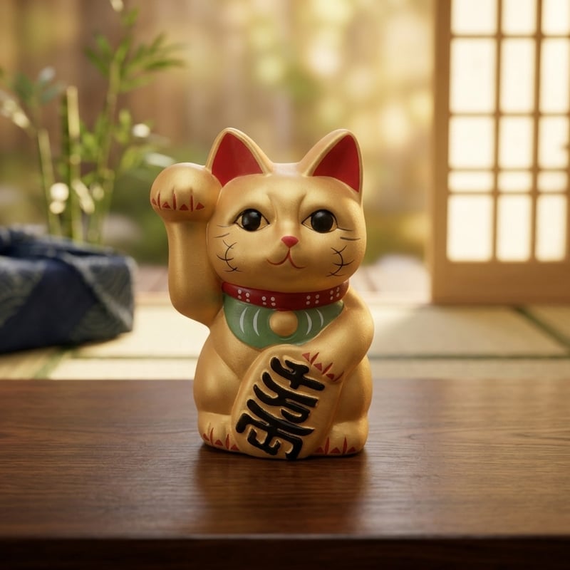 縁起物 招き猫 金猫 右手上げ 貯金箱 金運招福 商売繁盛 縁起置物