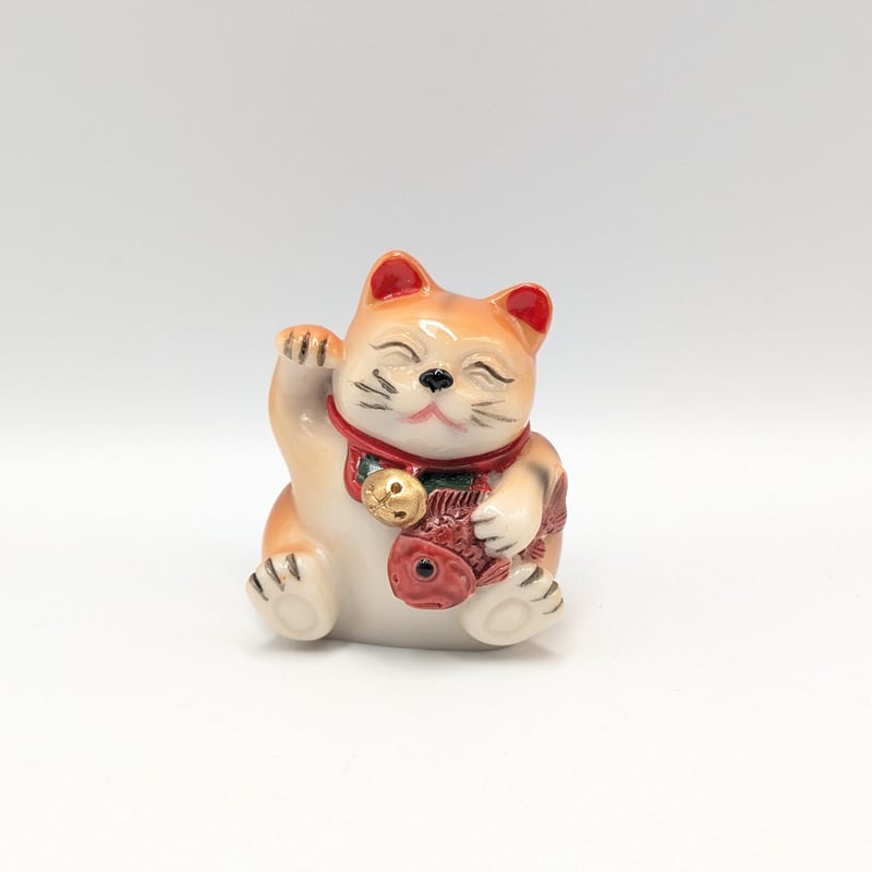 縁起物 恵比寿 招き猫 七福猫 茶トラ猫 鯛 陶器製 置物 商売繁盛