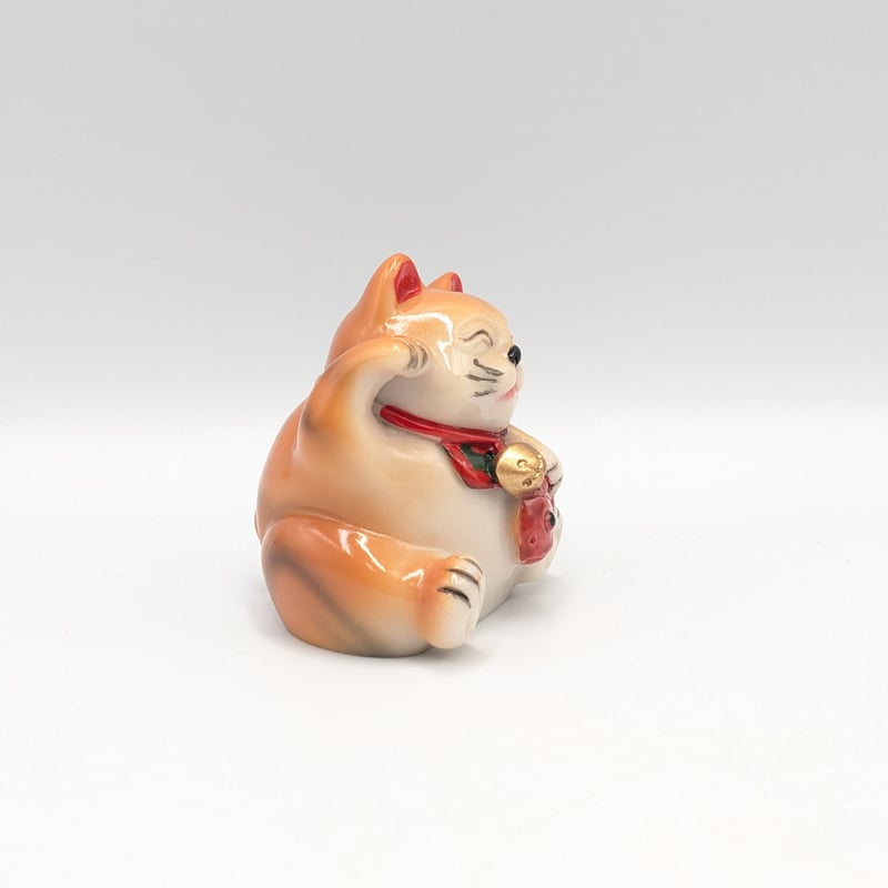 縁起物 恵比寿 招き猫 七福猫 茶トラ猫 鯛 陶器製 置物 商売繁盛