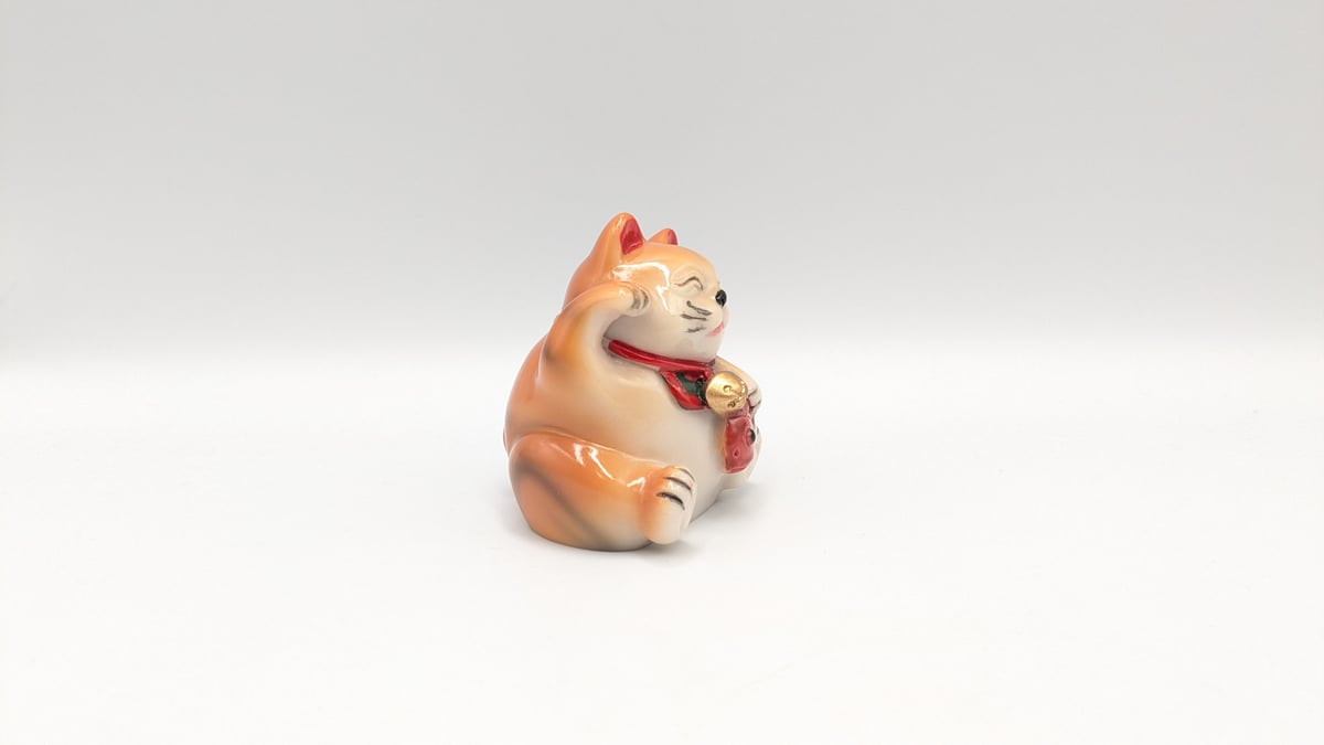 縁起物 恵比寿 招き猫 七福猫 茶トラ猫 鯛 陶器製 置物 商売繁盛