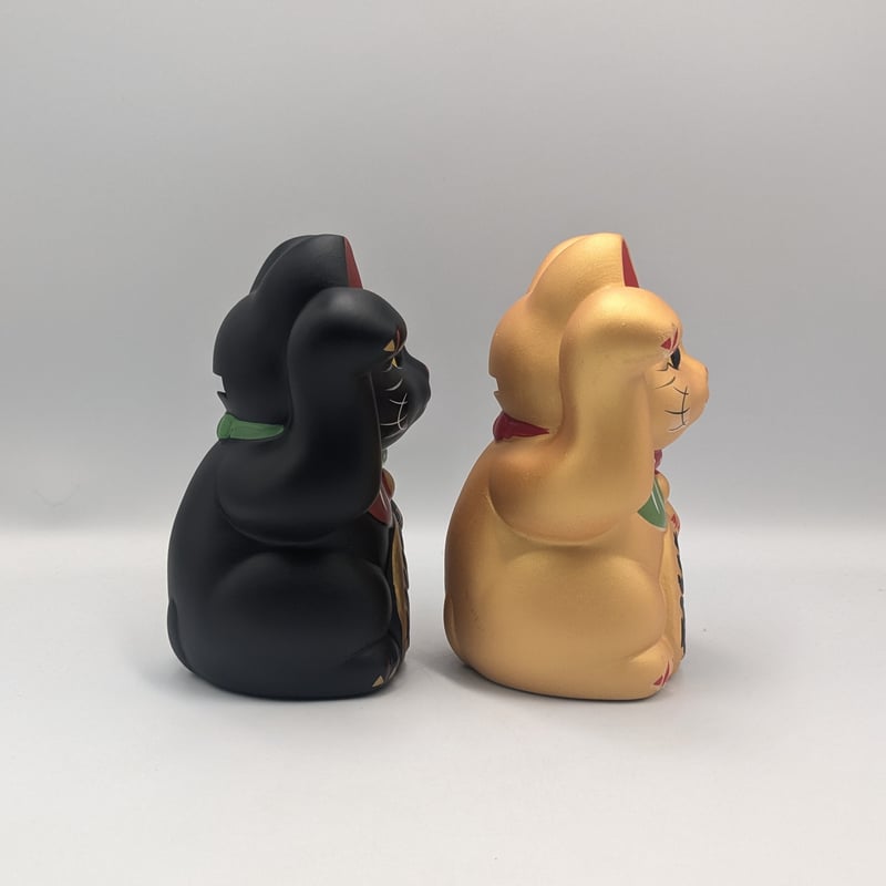 縁起物 招き猫 黒猫 金猫 右手上げ 貯金箱 金運招福 商売繁盛 縁起置物