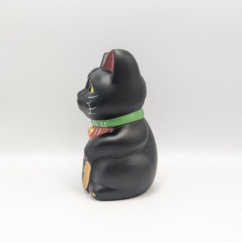 縁起物 招き猫 黒猫 右手上げ 貯金箱 金運招福 商売繁盛 縁起置物