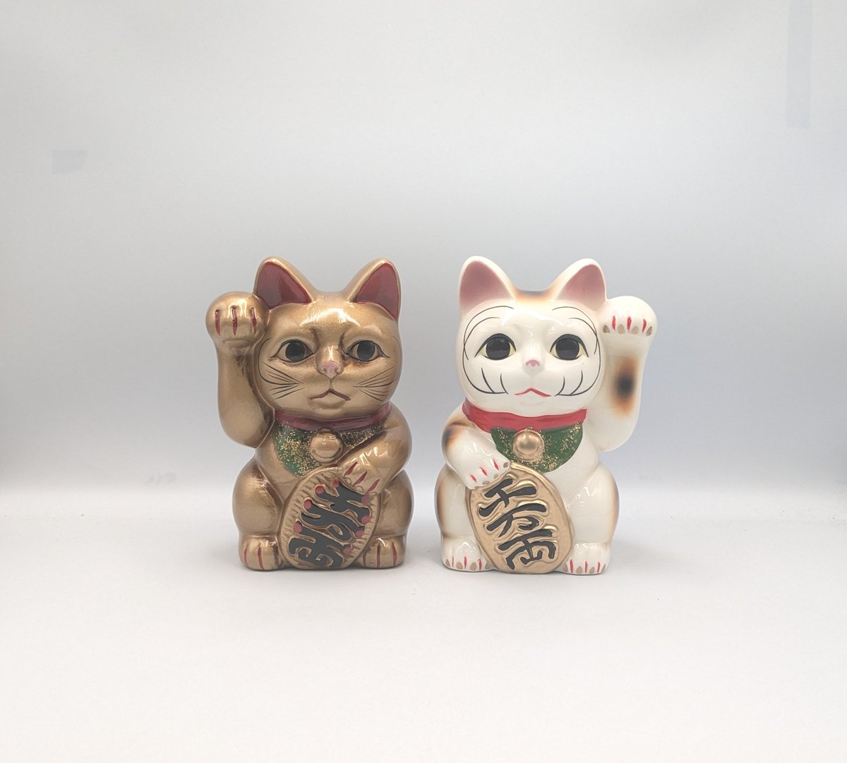 招き猫 貯金箱 縁起物 瀬戸焼 右手上げ 左手上げ 千万両 日本製 レトロ