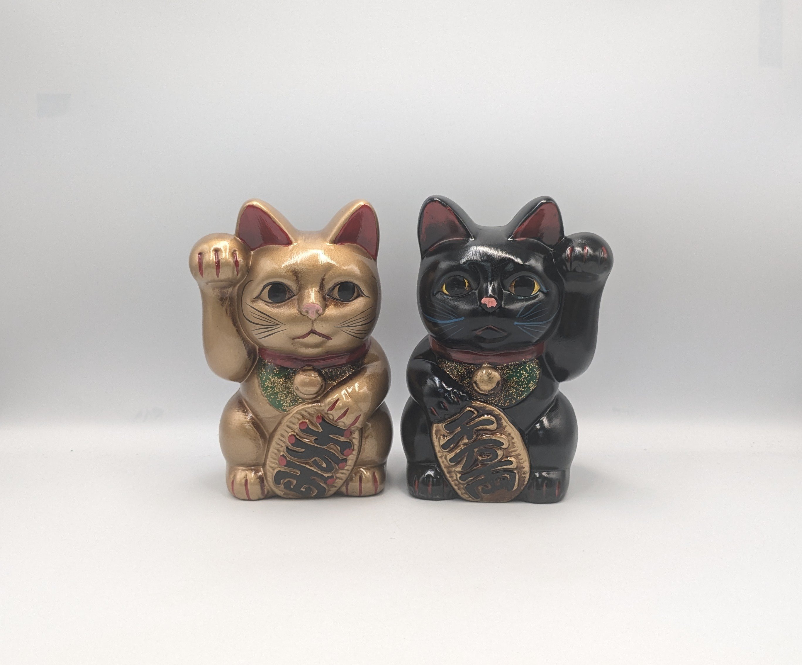 招き猫 貯金箱 縁起物 瀬戸焼 右手上げ 左手上げ 千万両 日本製 レトロ