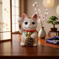縁起物 招き猫 那智黒石 左手上げ 小 手磨き工芸品 | よしつねの秘密基地