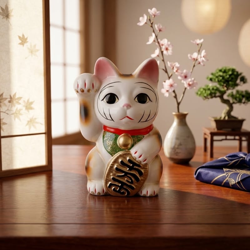 招き猫 貯金箱 縁起物 瀬戸焼 右手上げ 千万両 日本製 | よしつねの