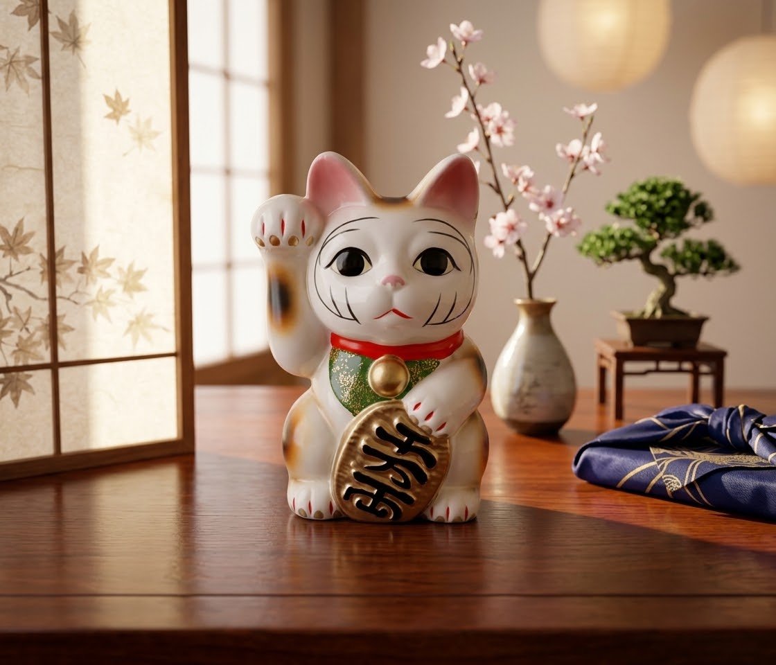 招き猫 貯金箱 縁起物 瀬戸焼 右手上げ 千万両 日本製 | よしつねの
