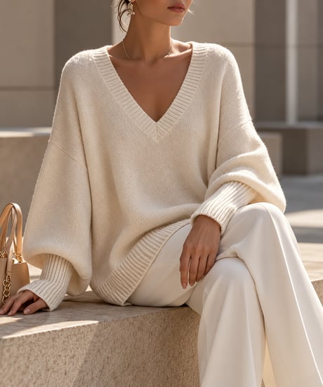 v-neck oversized knit /6color FL3760