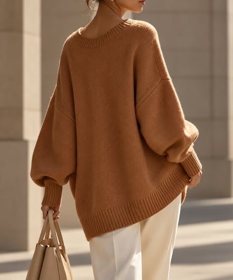 v-neck oversized knit /6color FL3760