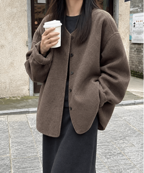 v-neck short coat FL3759
