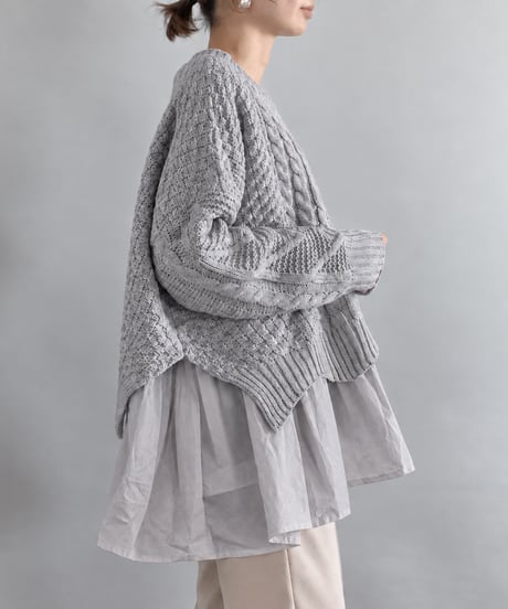 cable knit layered top /3color　FL3726