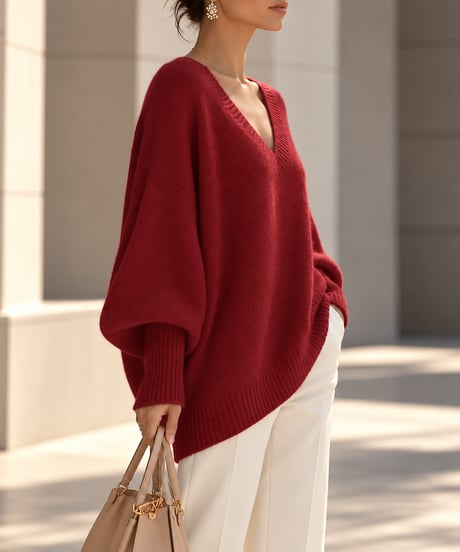 v-neck oversized knit /6color FL3760