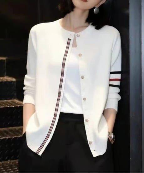 striped trim cardigan /4color　FL3751