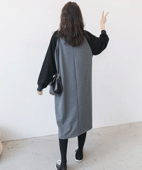 raglan sleeve long dress /2color　FL3735