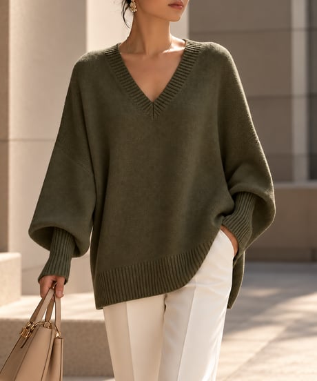 v-neck oversized knit /6color FL3760