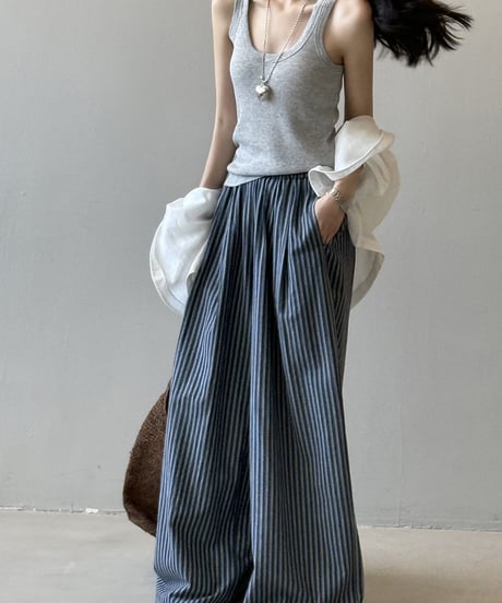 tuck striped wide pants/２color　FL3635