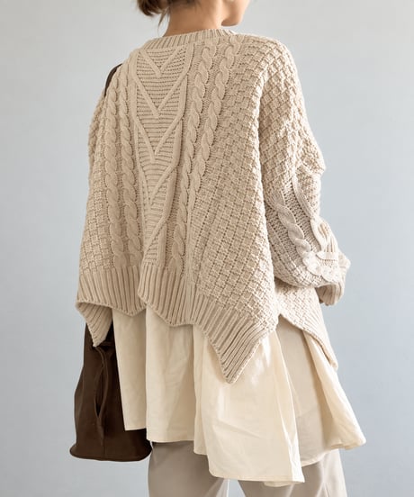 cable knit layered top /3color　FL3726