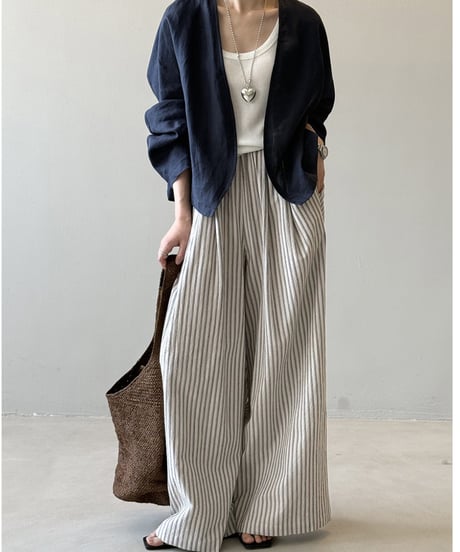 tuck striped wide pants/２color　FL3635