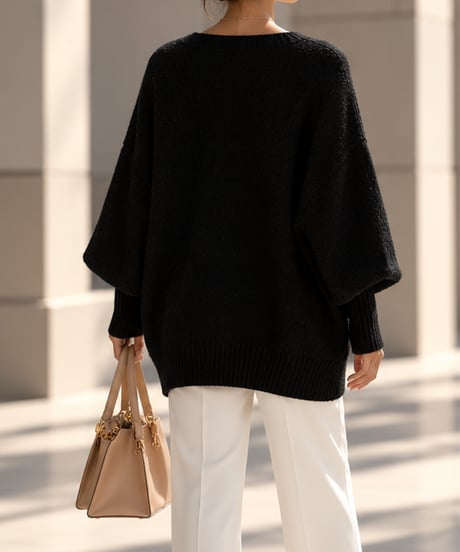 v-neck oversized knit /6color FL3760
