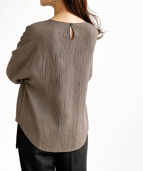 long sleeve contrast cuff blouse /3color　FL3651
