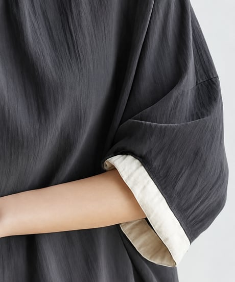 long sleeve contrast cuff blouse /3color　FL3651