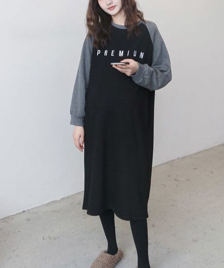raglan sleeve long dress /2color　FL3735