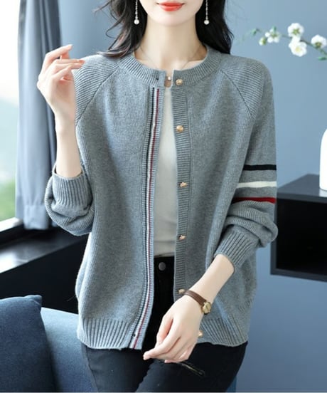 striped trim cardigan /4color　FL3751