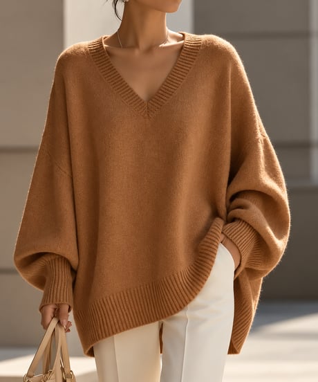 v-neck oversized knit /6color FL3760