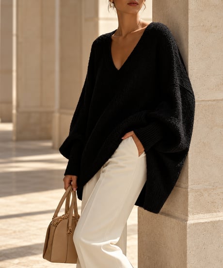 v-neck oversized knit /6color FL3760