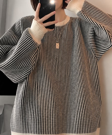 striped pullover sweater /3color FL3764