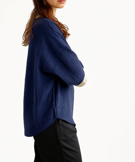 long sleeve contrast cuff blouse /3color　FL3651