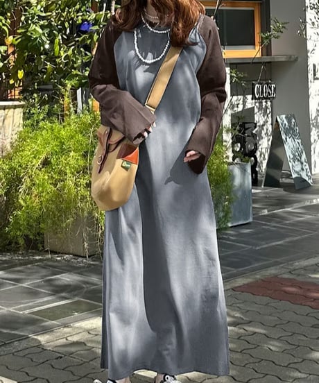 cotton raglan long dress /2color　FL3736