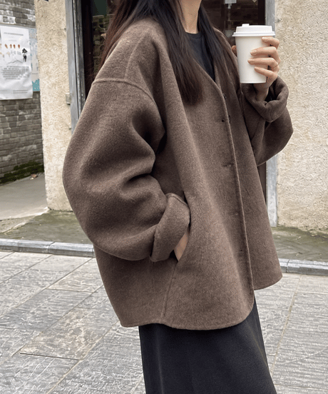 v-neck short coat FL3759