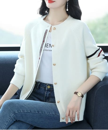 striped trim cardigan /4color　FL3751