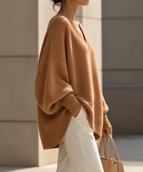 v-neck oversized knit /6color FL3760