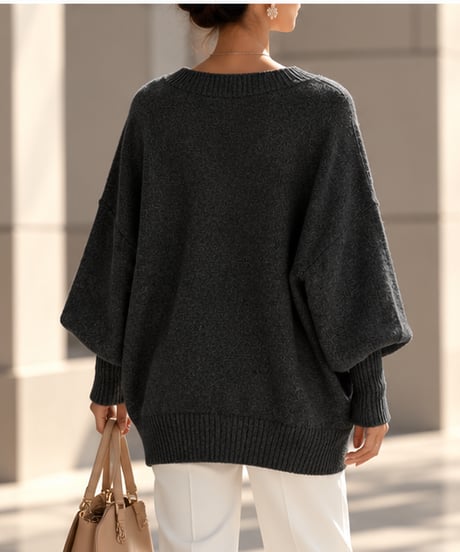 v-neck oversized knit /6color FL3760
