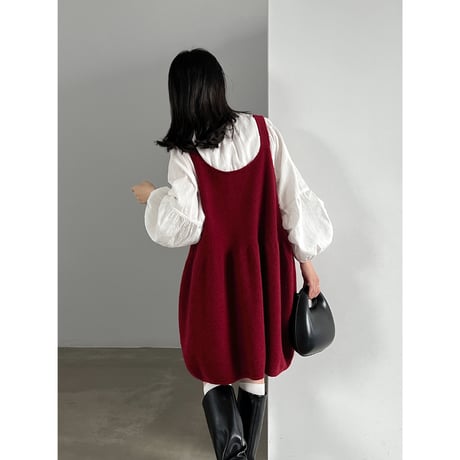 soft balloon knit jumper dress　/4color　un2186